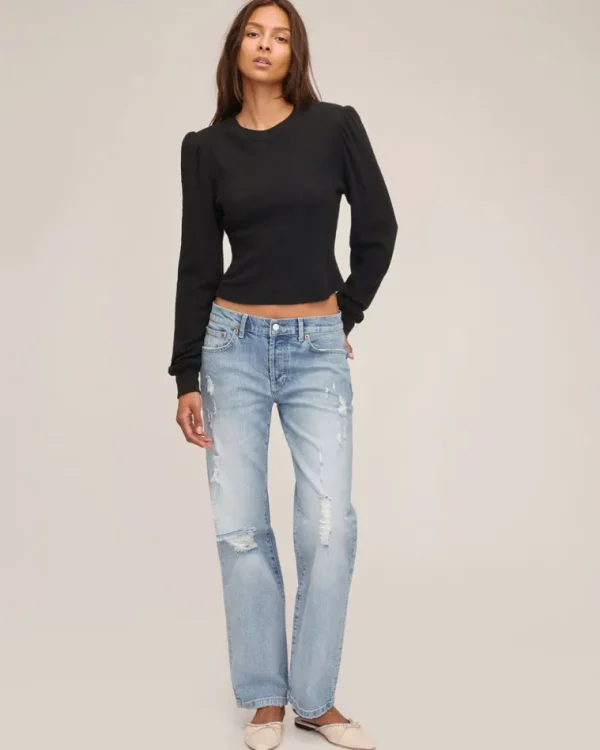 Store MARISSA WEBB Rue Low Rider Vintage Straight Distressed Light Blue Vintage Wash